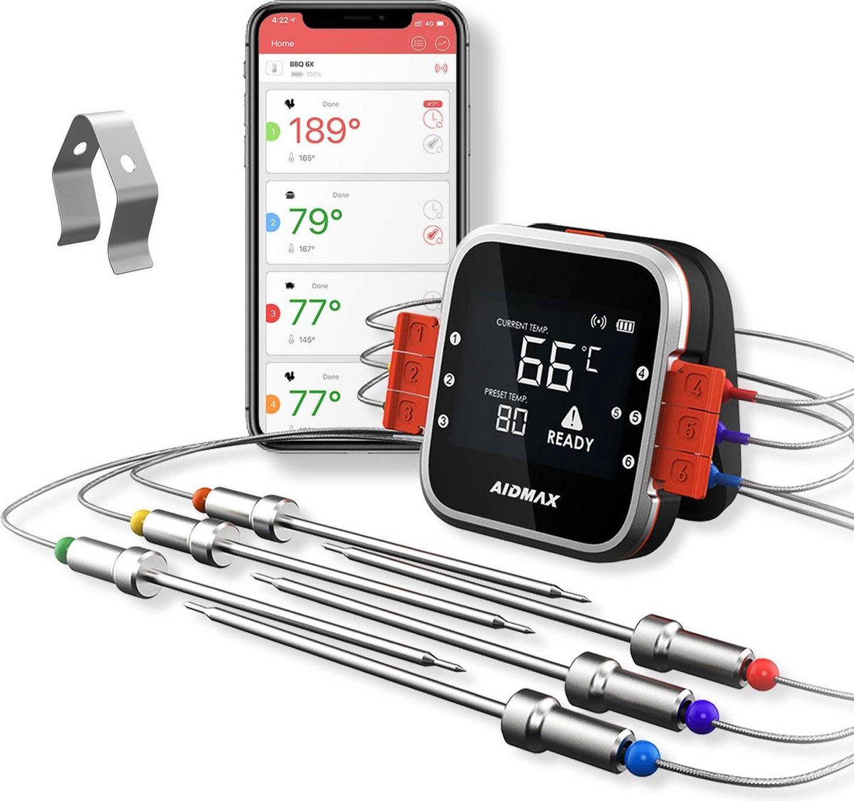 Bluetooth vlees thermometer met app Aidmax